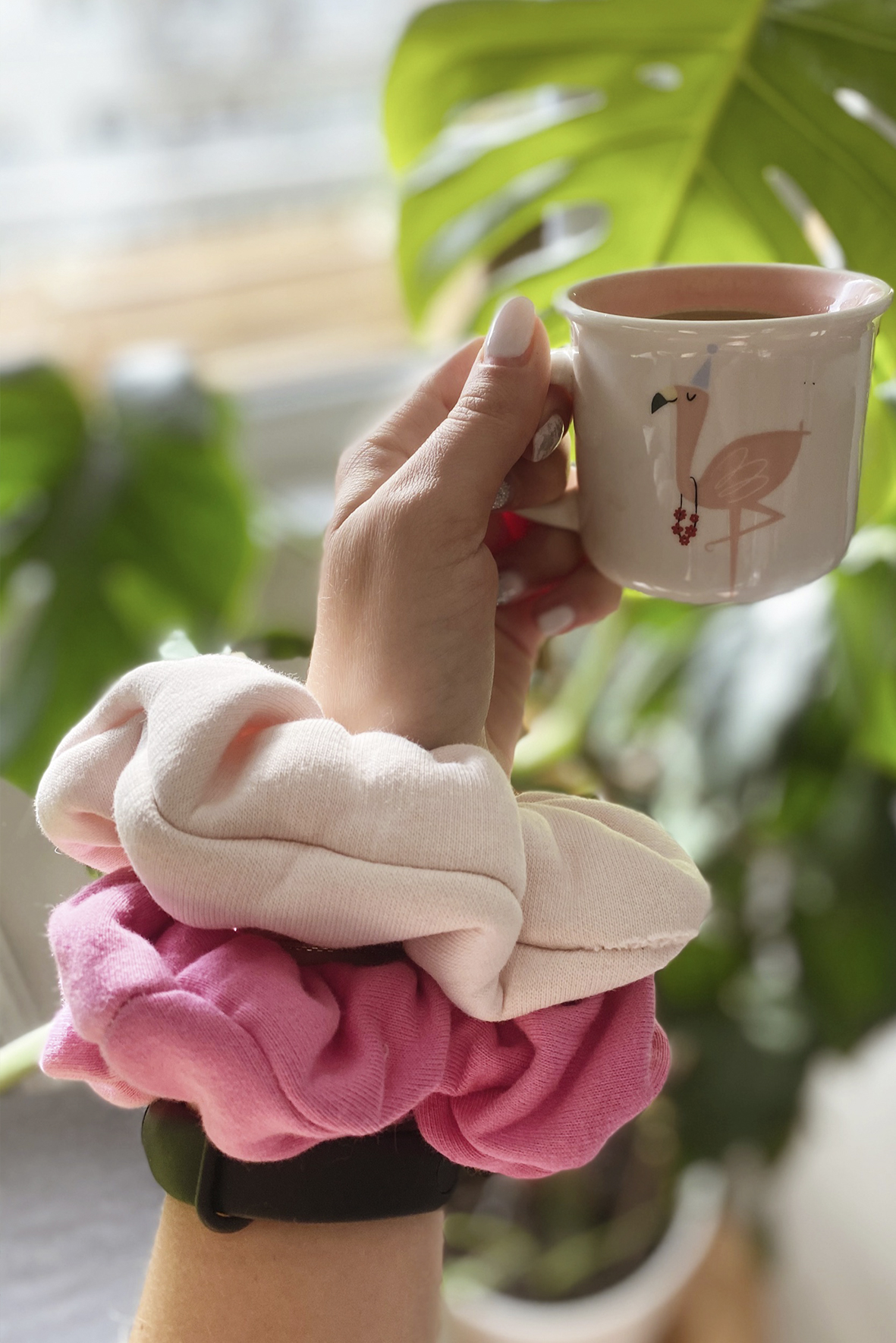 2-PACK SCRUNCHIE RÓŻ+ECRU